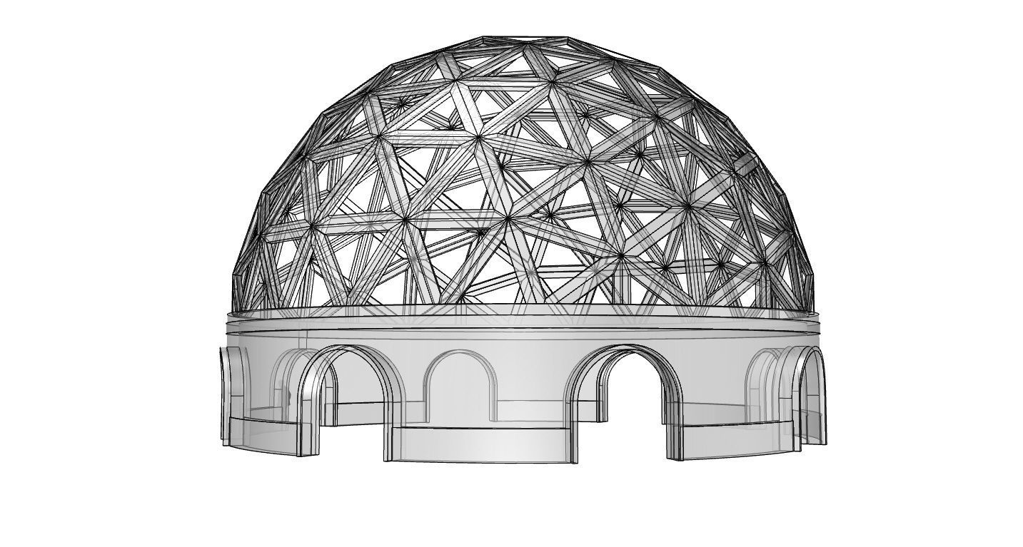 Geodesic Dome Pavilion with Openings Stand Alone Structure V1 3D model_53