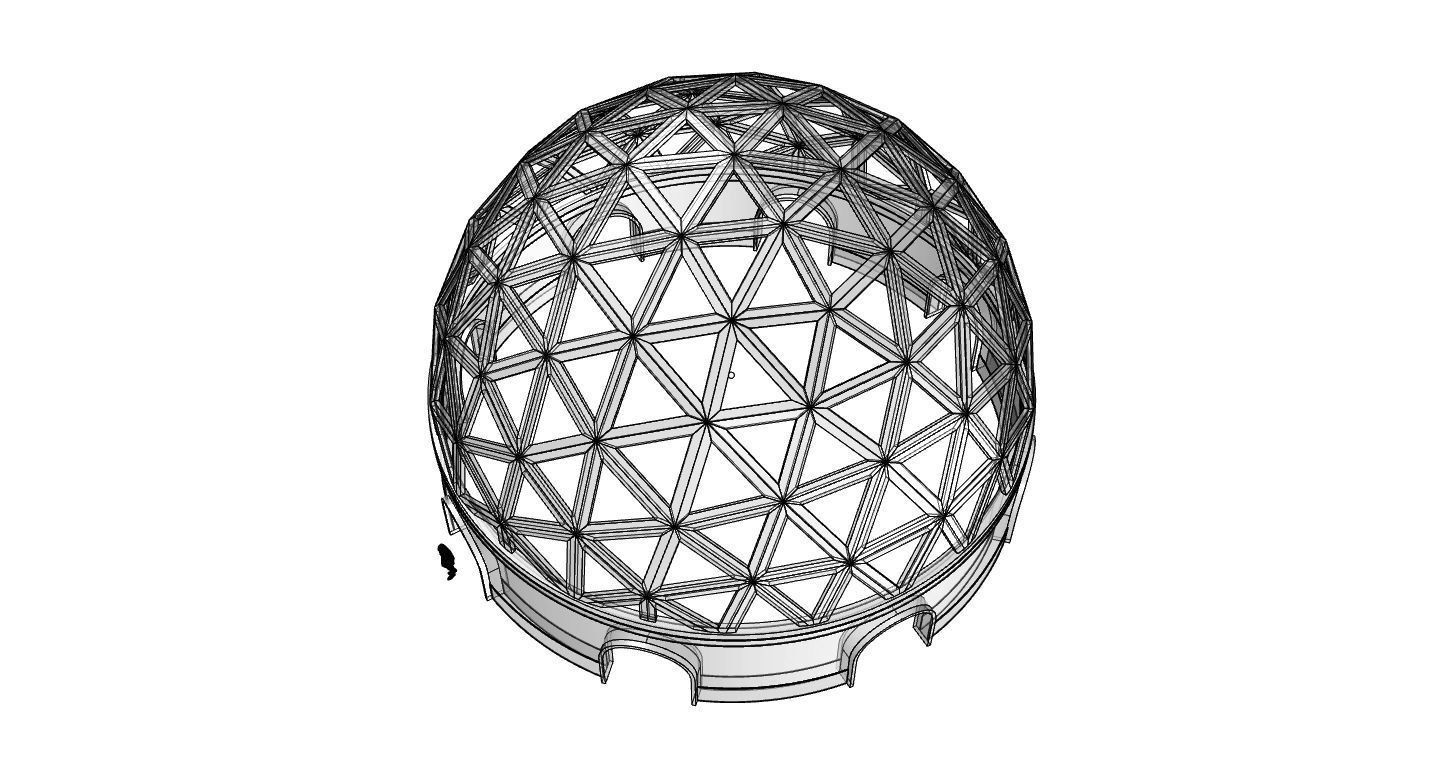 Geodesic Dome Pavilion with Openings Stand Alone Structure V1 3D model_79