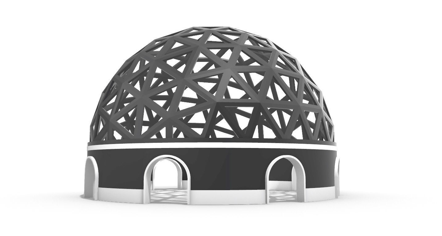 Geodesic Dome Pavilion with Openings Stand Alone Structure V1 3D model_20