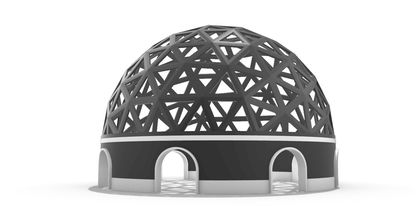 Geodesic Dome Pavilion with Openings Stand Alone Structure V1 3D model_9