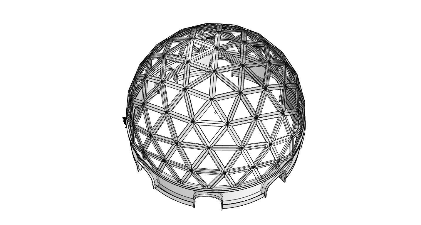 Geodesic Dome Pavilion with Openings Stand Alone Structure V1 3D model_83