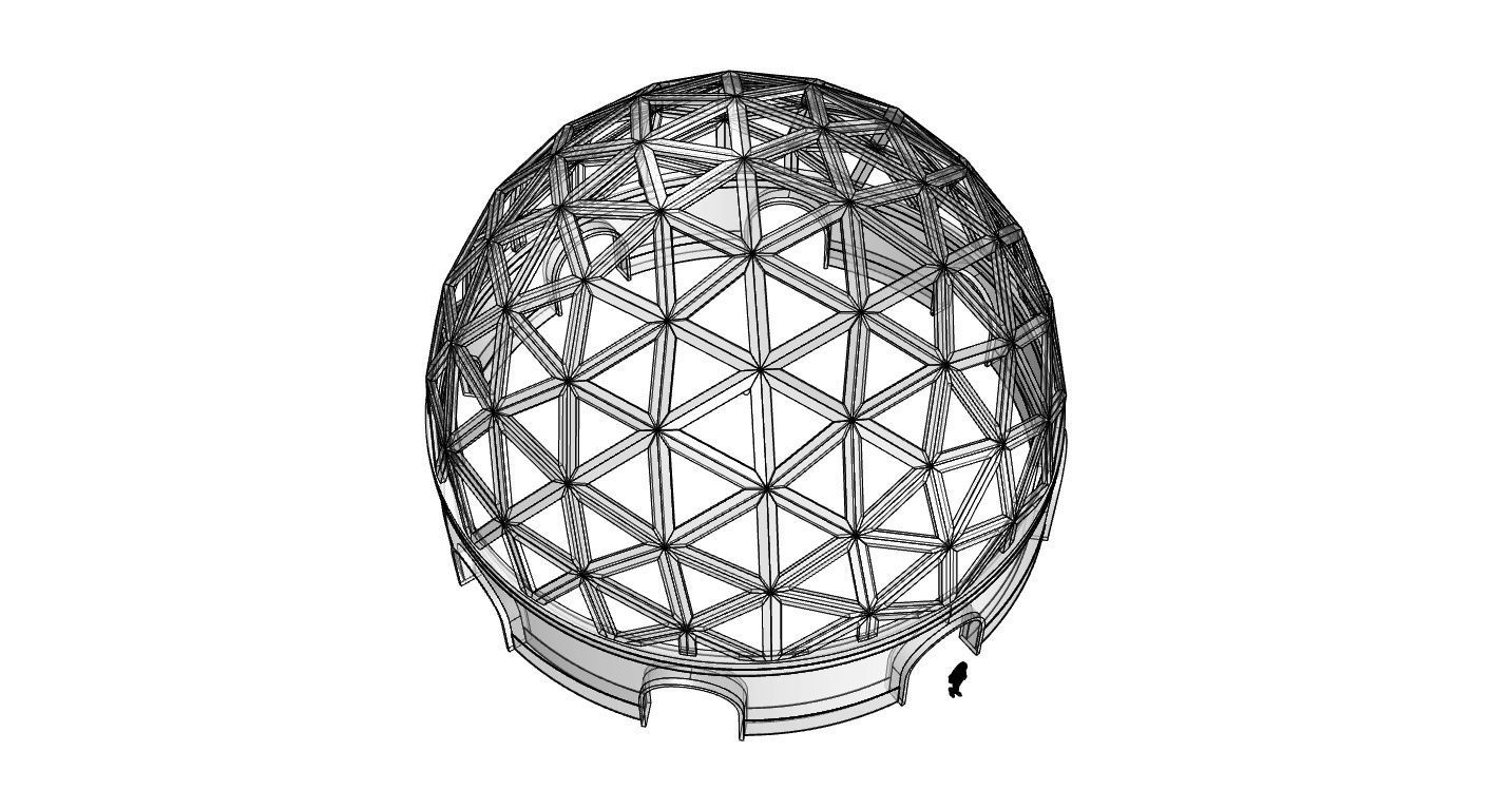 Geodesic Dome Pavilion with Openings Stand Alone Structure V1 3D model_102