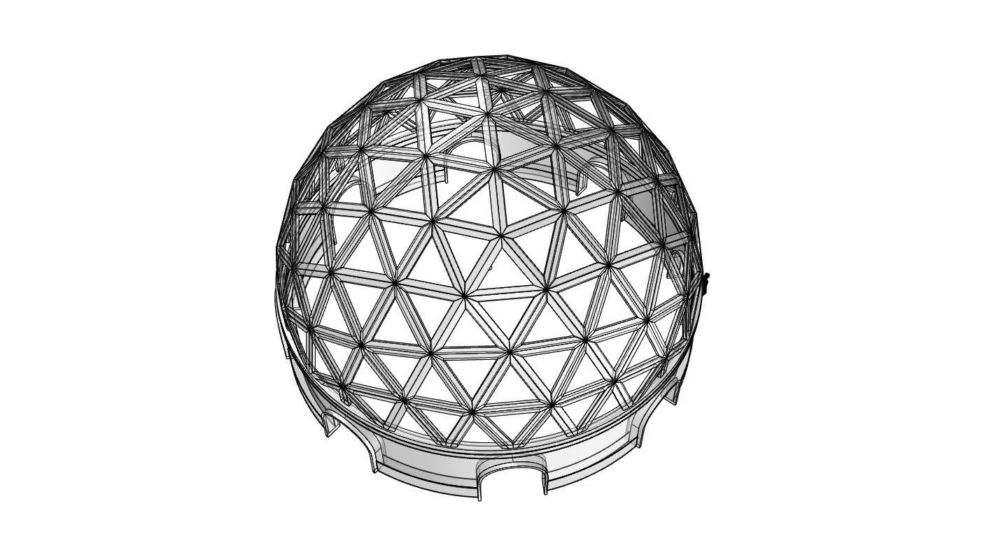Geodesic Dome Pavilion with Openings Stand Alone Structure V1 3D model_98