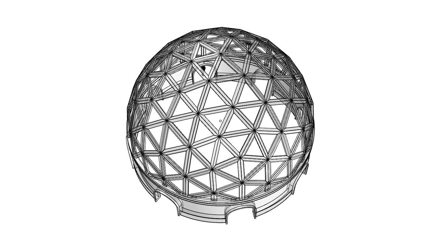 Geodesic Dome Pavilion with Openings Stand Alone Structure V1 3D model_89
