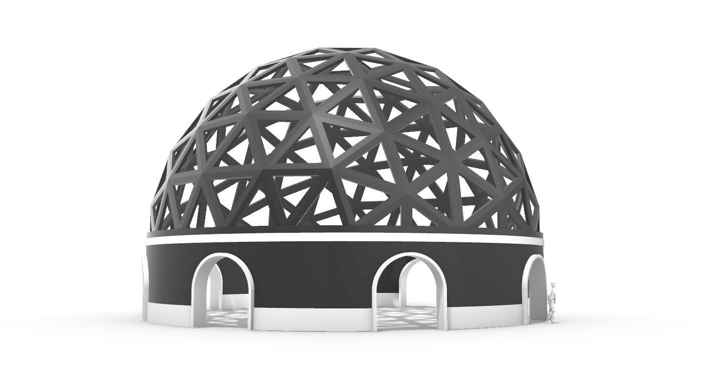 Geodesic Dome Pavilion with Openings Stand Alone Structure V1 3D model_25