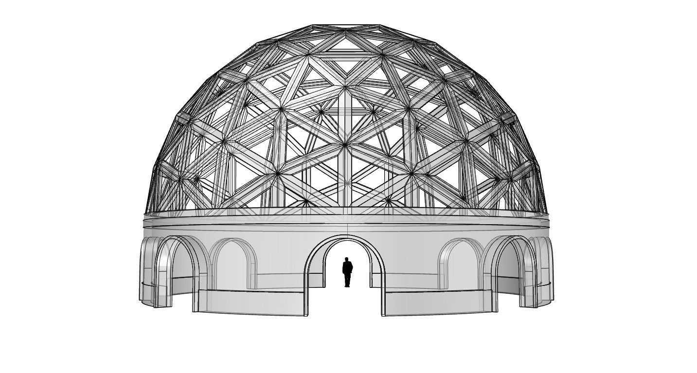 Geodesic Dome Pavilion with Openings Stand Alone Structure V1 3D model_59