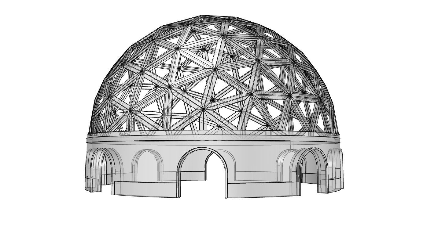 Geodesic Dome Pavilion with Openings Stand Alone Structure V1 3D model_109