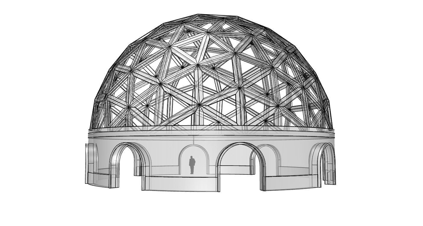 Geodesic Dome Pavilion with Openings Stand Alone Structure V1 3D model_58