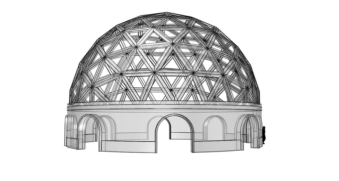 Geodesic Dome Pavilion with Openings Stand Alone Structure V1 3D model_112