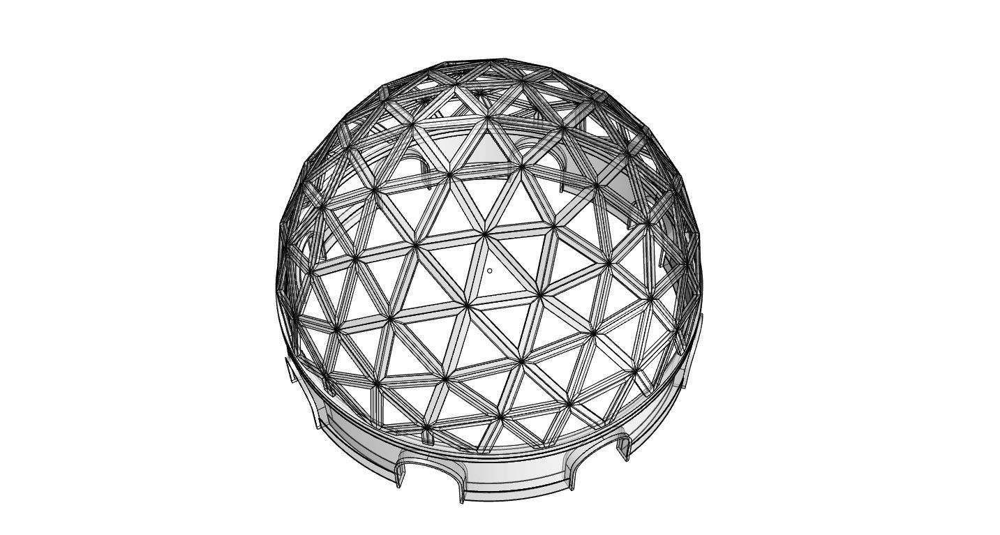 Geodesic Dome Pavilion with Openings Stand Alone Structure V1 3D model_95