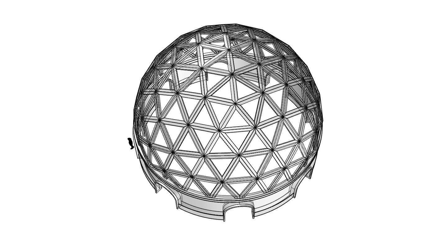Geodesic Dome Pavilion with Openings Stand Alone Structure V1 3D model_82