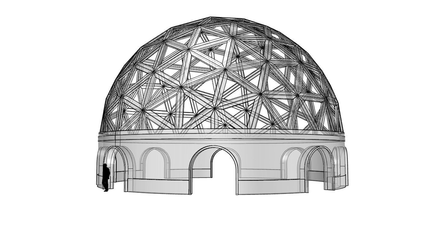 Geodesic Dome Pavilion with Openings Stand Alone Structure V1 3D model_46