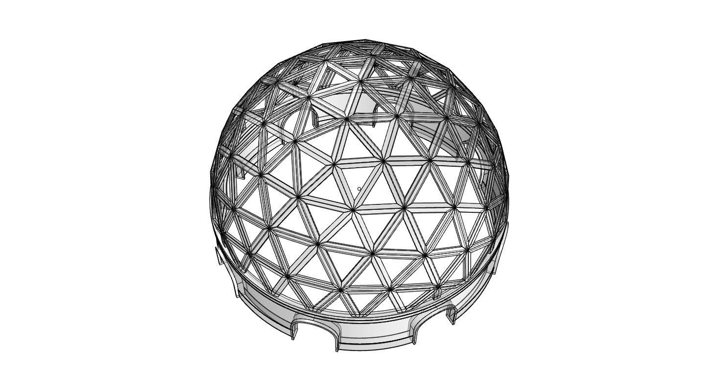 Geodesic Dome Pavilion with Openings Stand Alone Structure V1 3D model_84