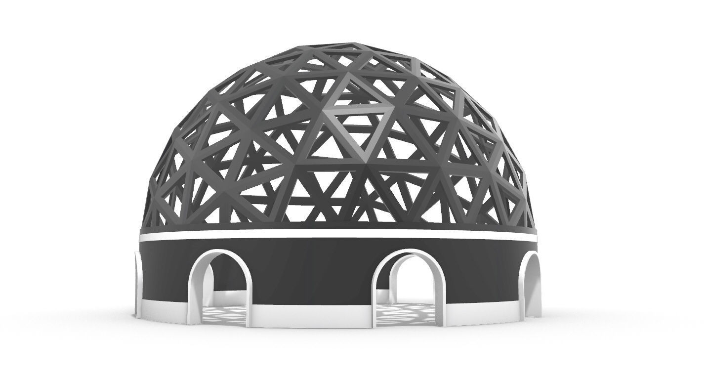 Geodesic Dome Pavilion with Openings Stand Alone Structure V1 3D model_21