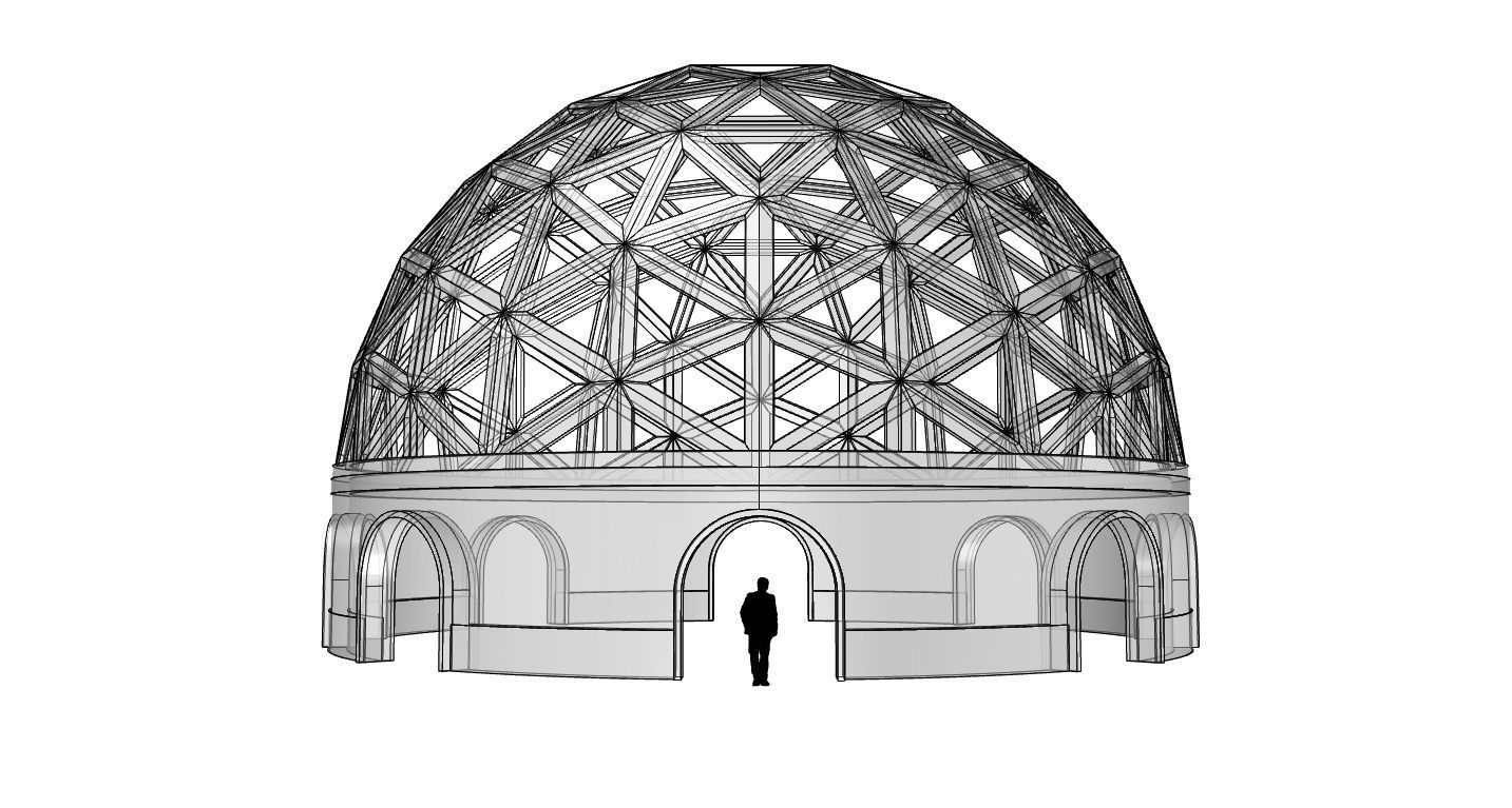 Geodesic Dome Pavilion with Openings Stand Alone Structure V1 3D model_119