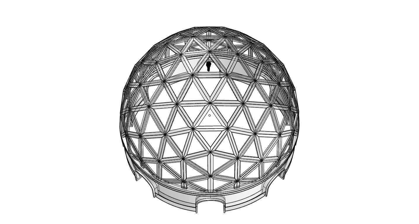 Geodesic Dome Pavilion with Openings Stand Alone Structure V1 3D model_90