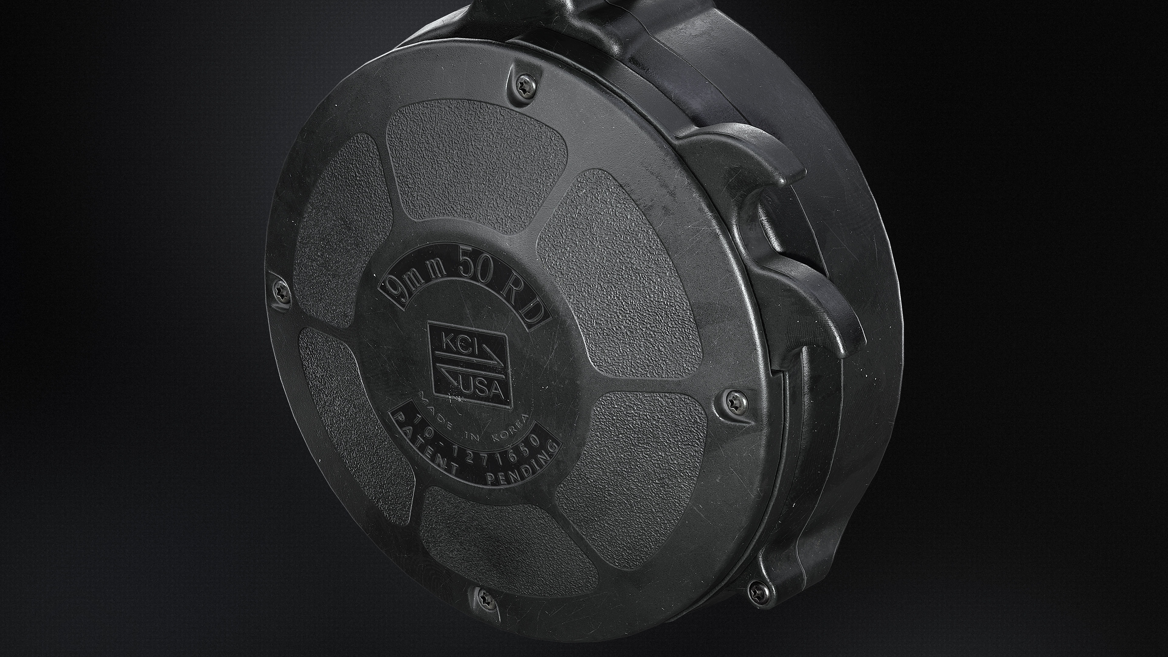 KCI 50-Round Drum Magazine 9mm Low-poly 3D model_4