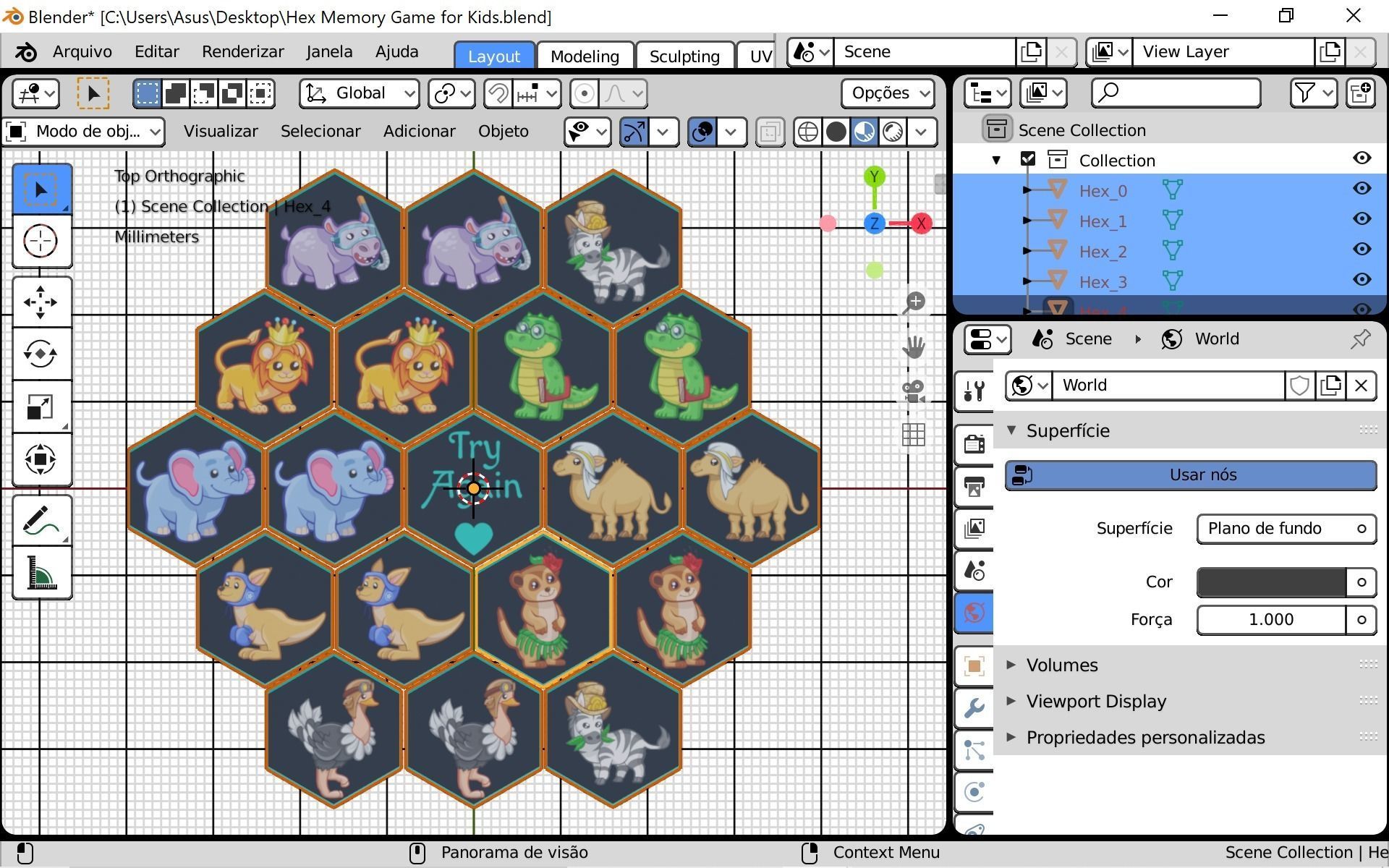 Perfect Hexagon Memory Game for Kids Free low-poly 3D model_6