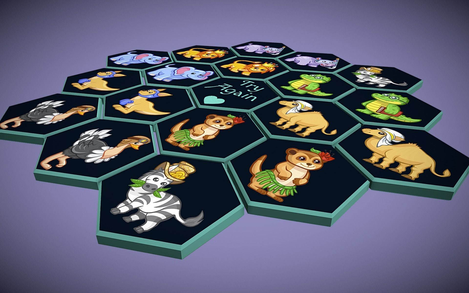 Perfect Hexagon Memory Game for Kids Free low-poly 3D model_1