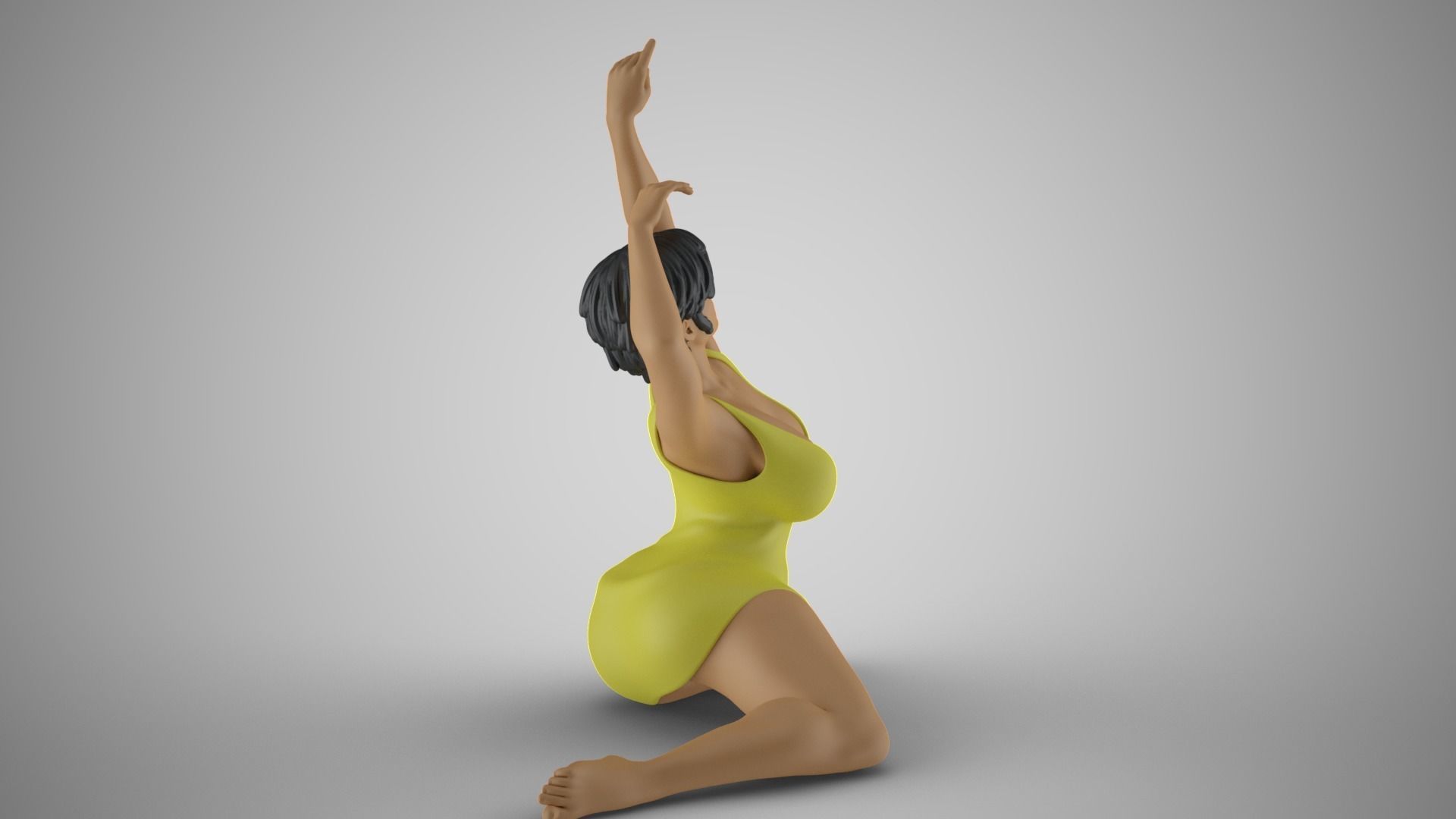 Woman Against the Breeze 3D print model_9