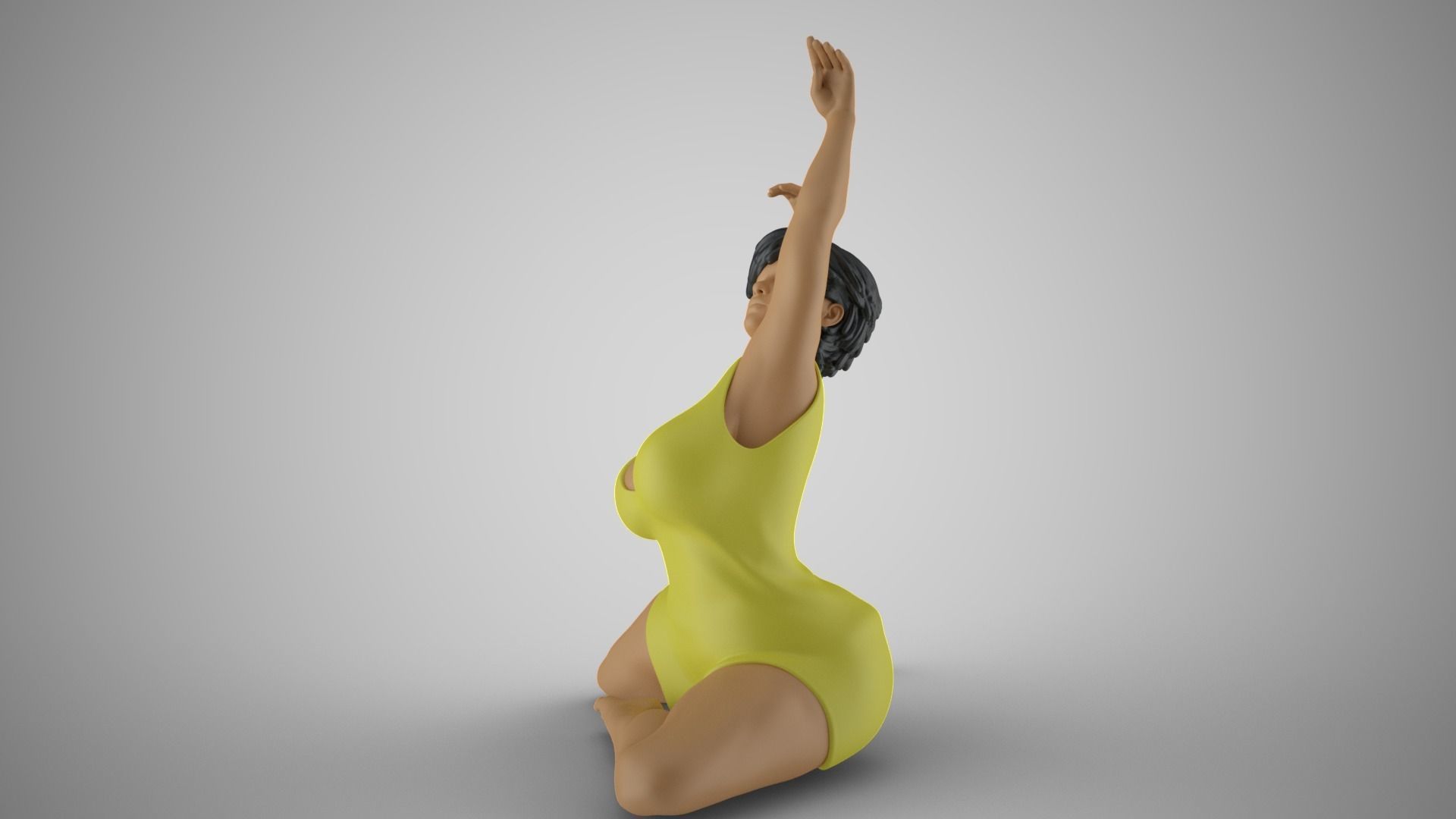 Woman Against the Breeze 3D print model_5