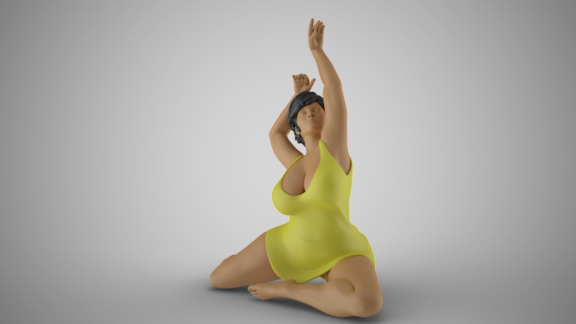 Woman Against the Breeze 3D print model_4