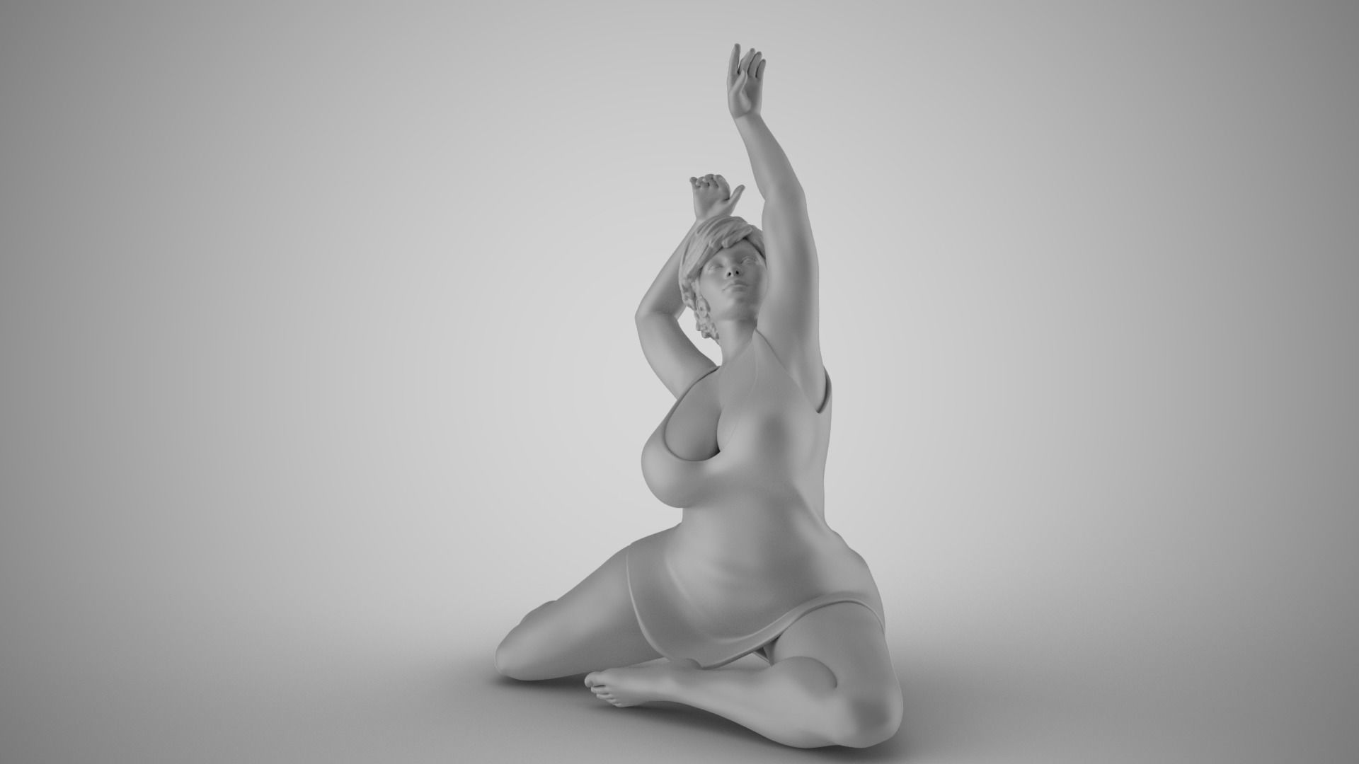 Woman Against the Breeze 3D print model_3