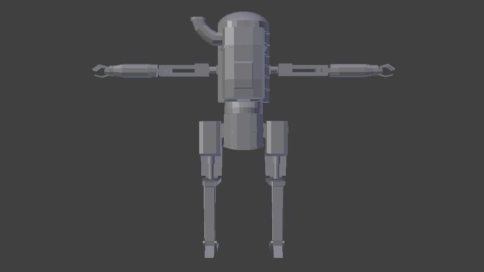 Bipedal Steampunk Mech Mesh and Rig Low-poly 3D model_2