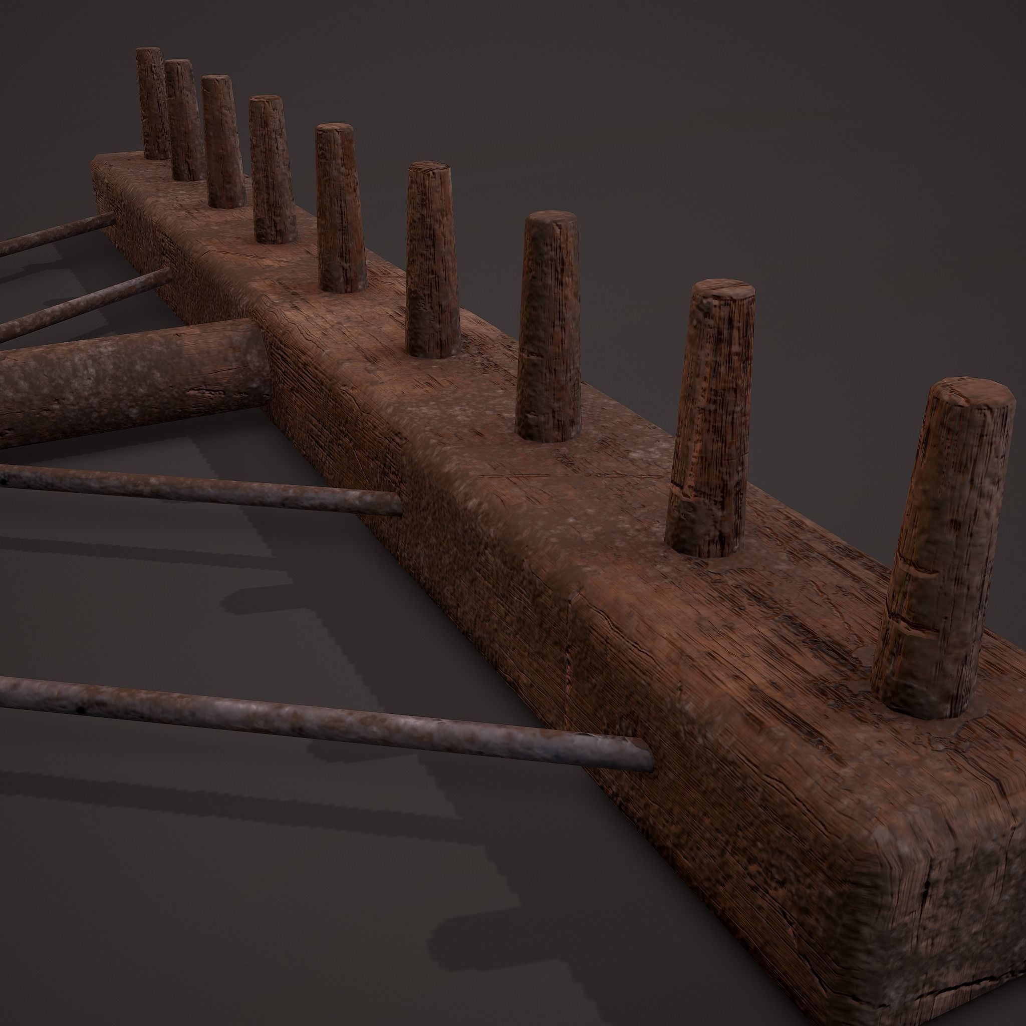 Medieval Style Rake Low-poly 3D model_18