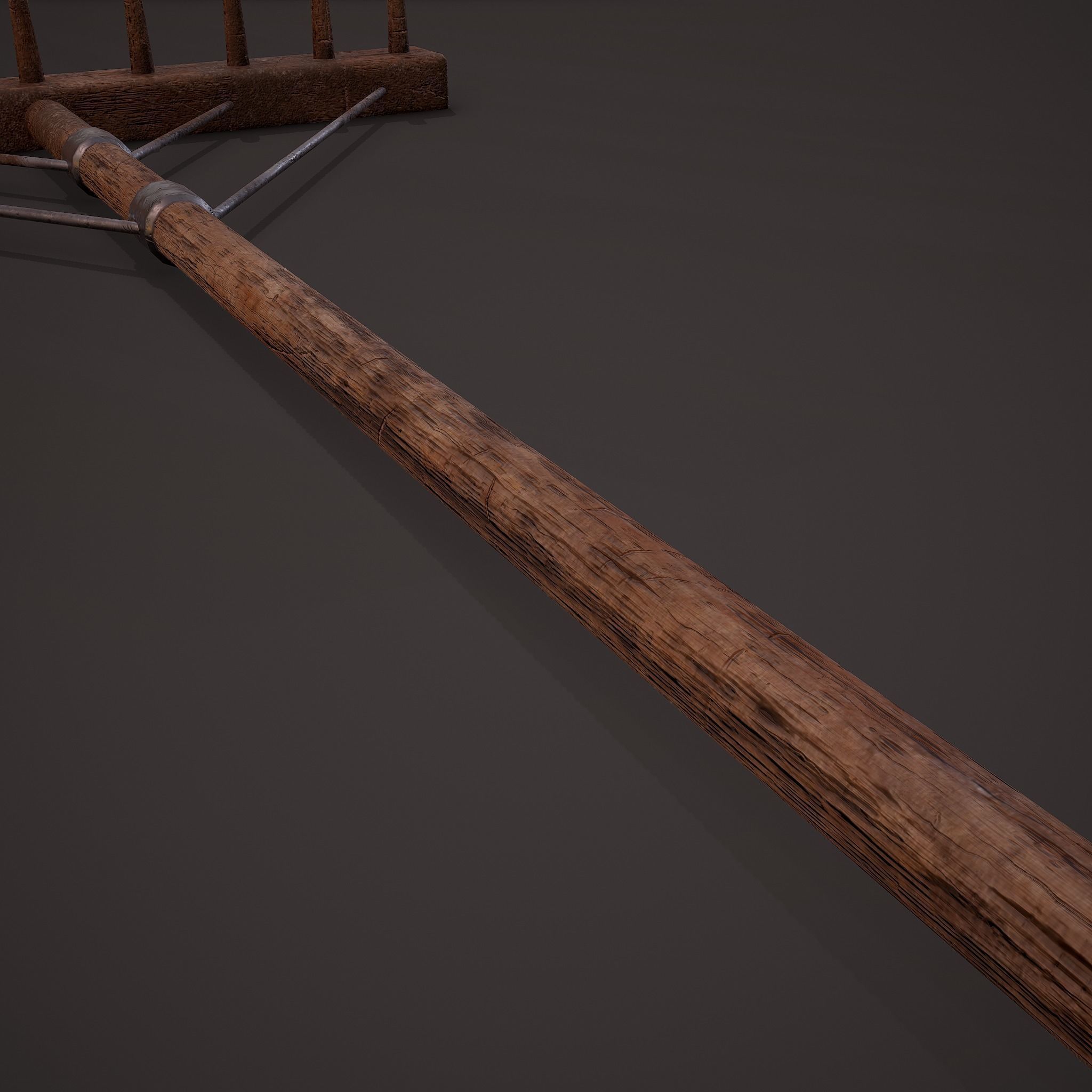 Medieval Style Rake Low-poly 3D model_23
