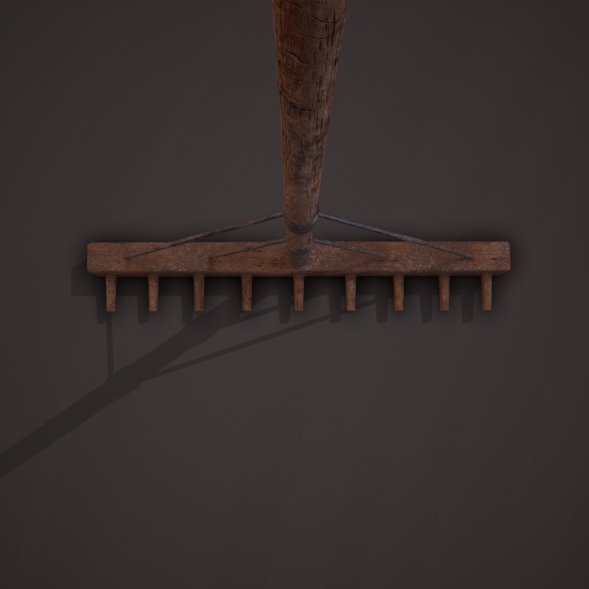 Medieval Style Rake Low-poly 3D model_13