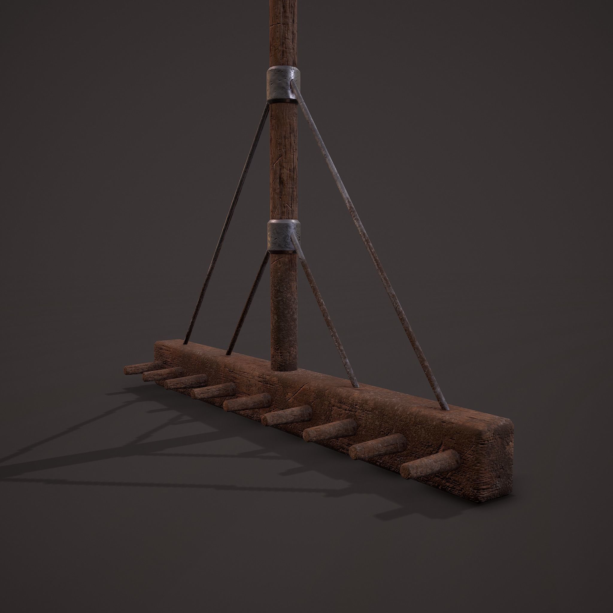 Medieval Style Rake Low-poly 3D model_9