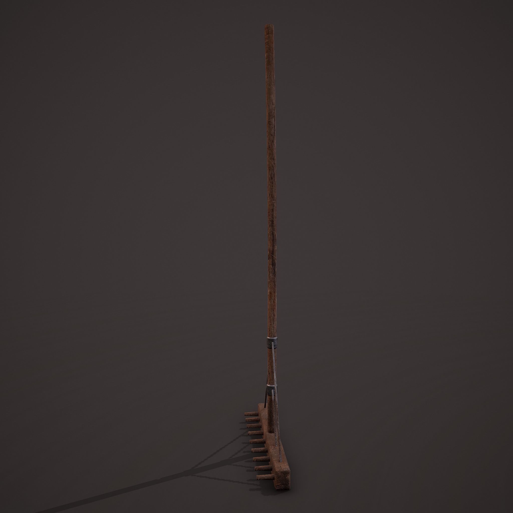 Medieval Style Rake Low-poly 3D model_7