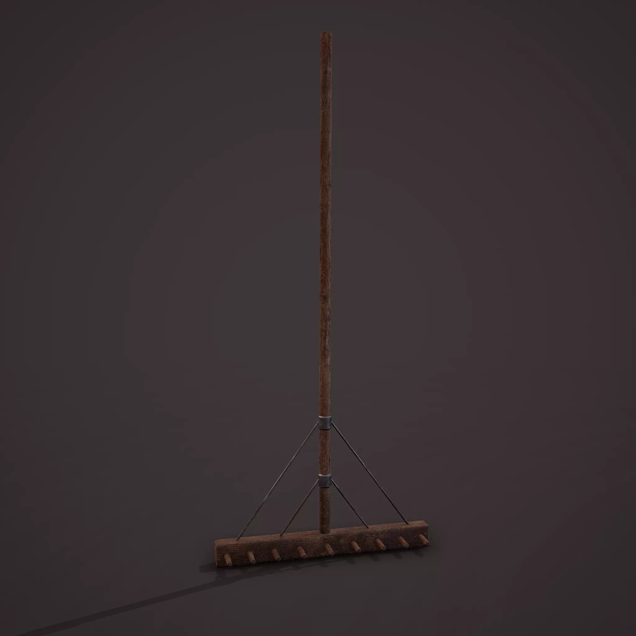Medieval Style Rake Low-poly 3D model_0