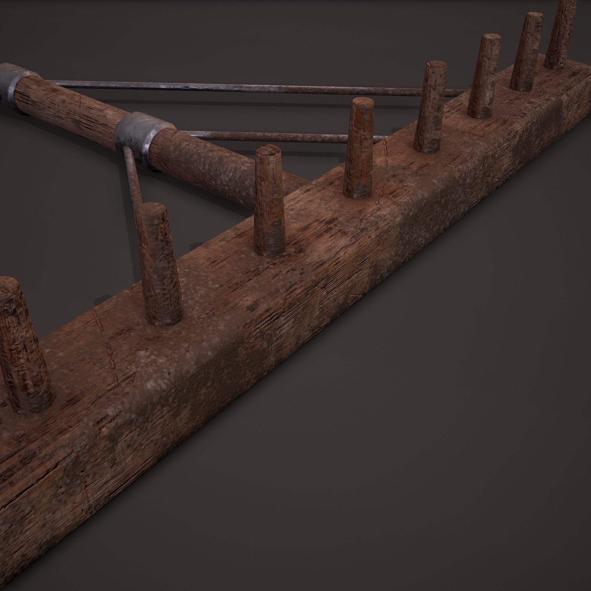 Medieval Style Rake Low-poly 3D model_20