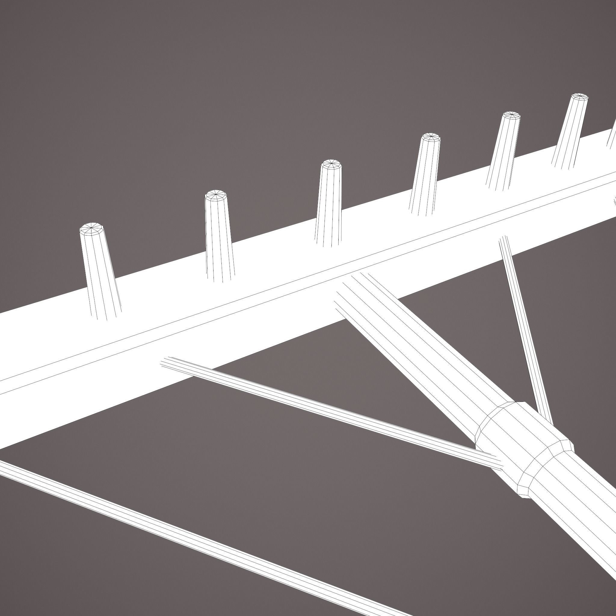 Medieval Style Rake Low-poly 3D model_42
