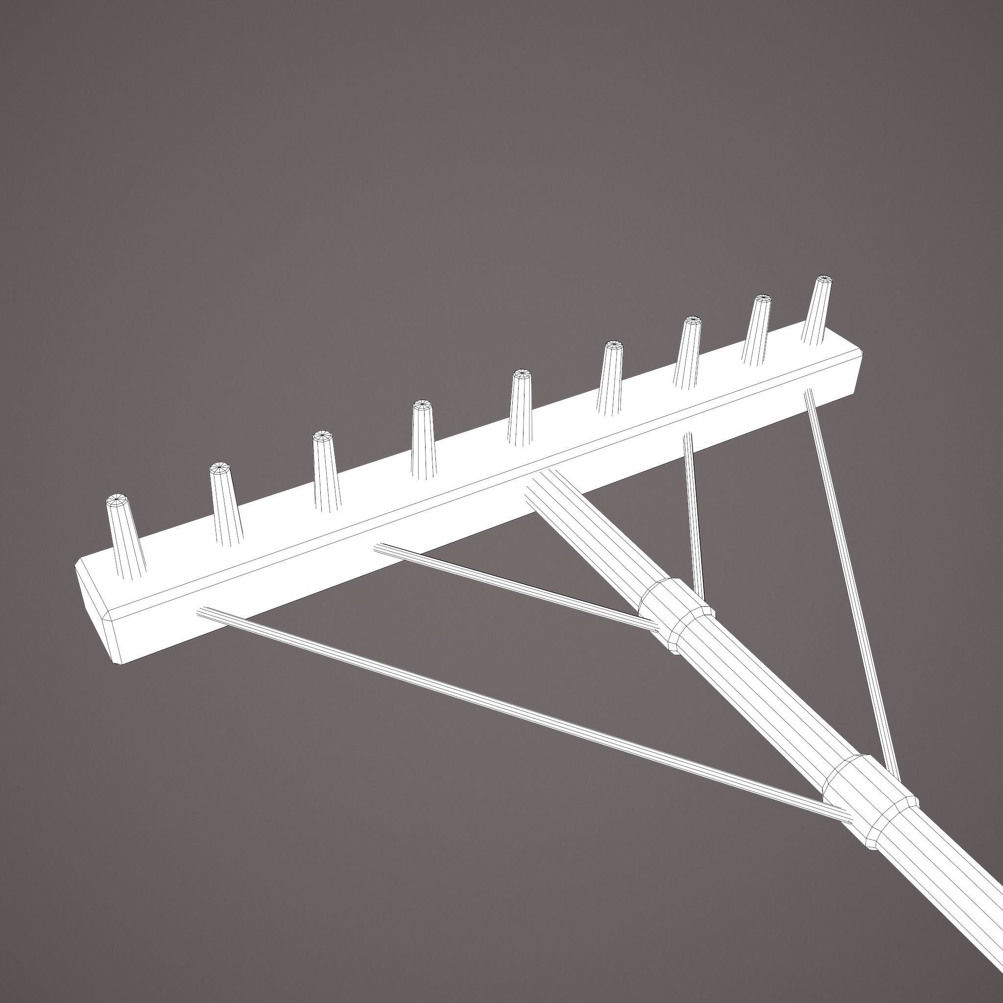 Medieval Style Rake Low-poly 3D model_43