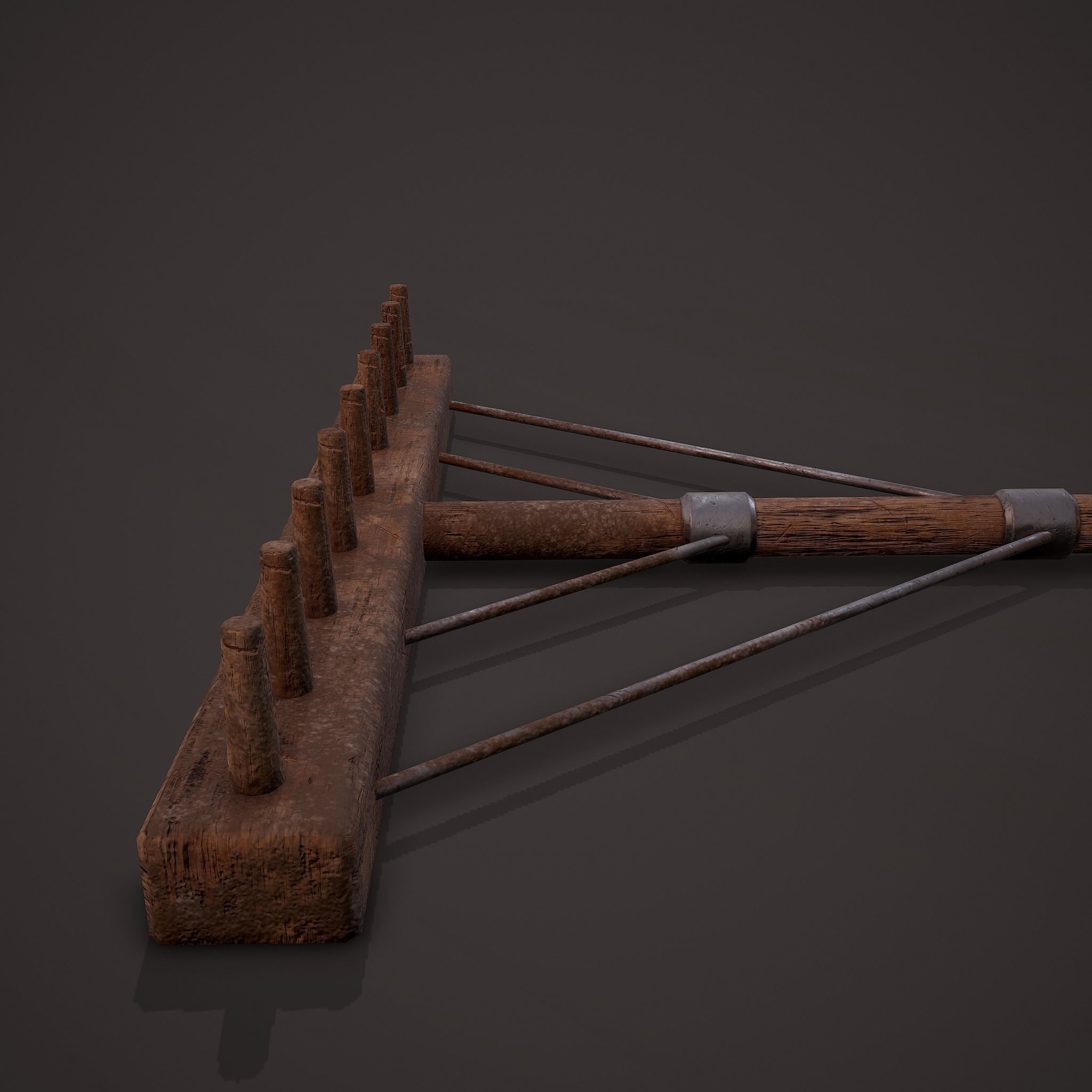 Medieval Style Rake Low-poly 3D model_15