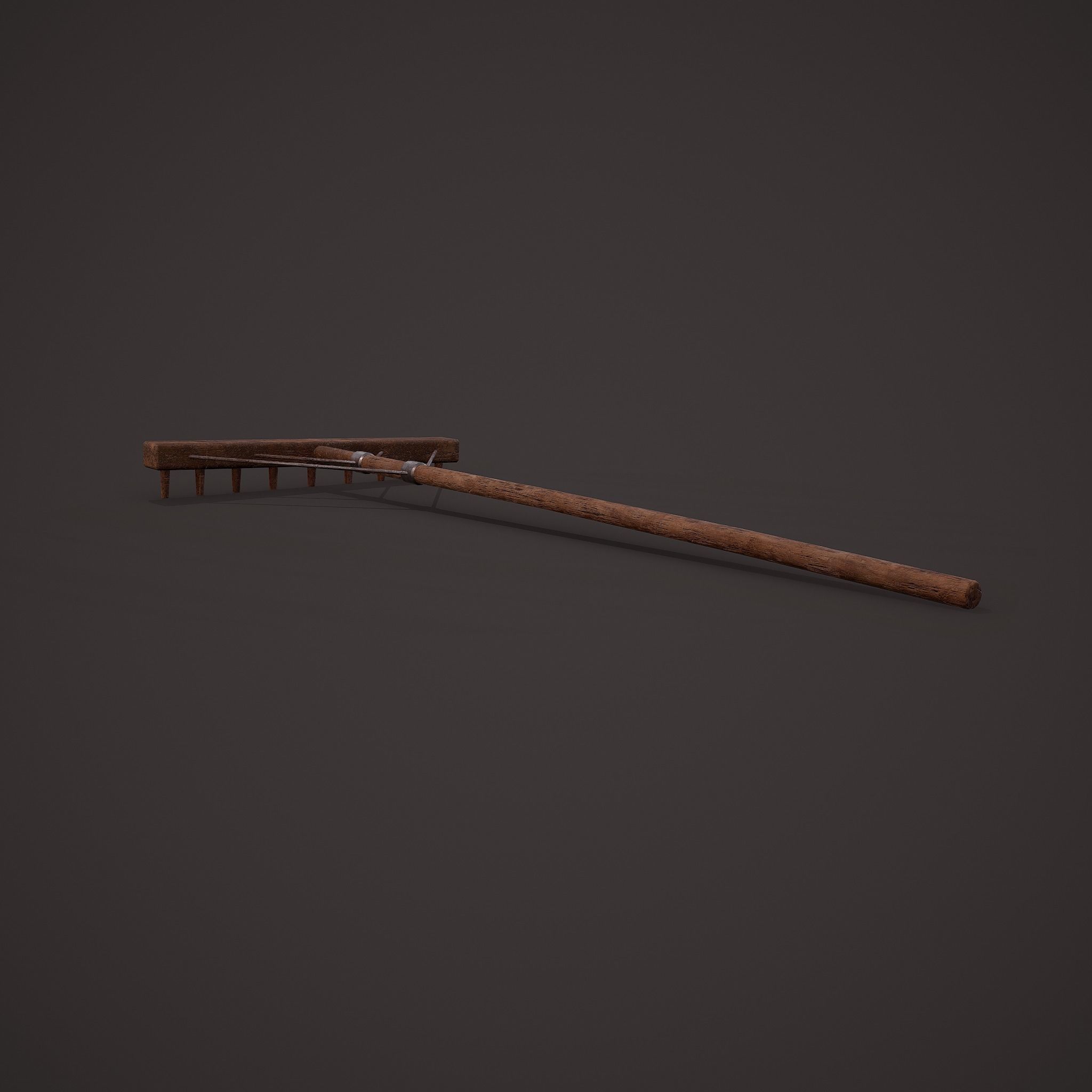 Medieval Style Rake Low-poly 3D model_27