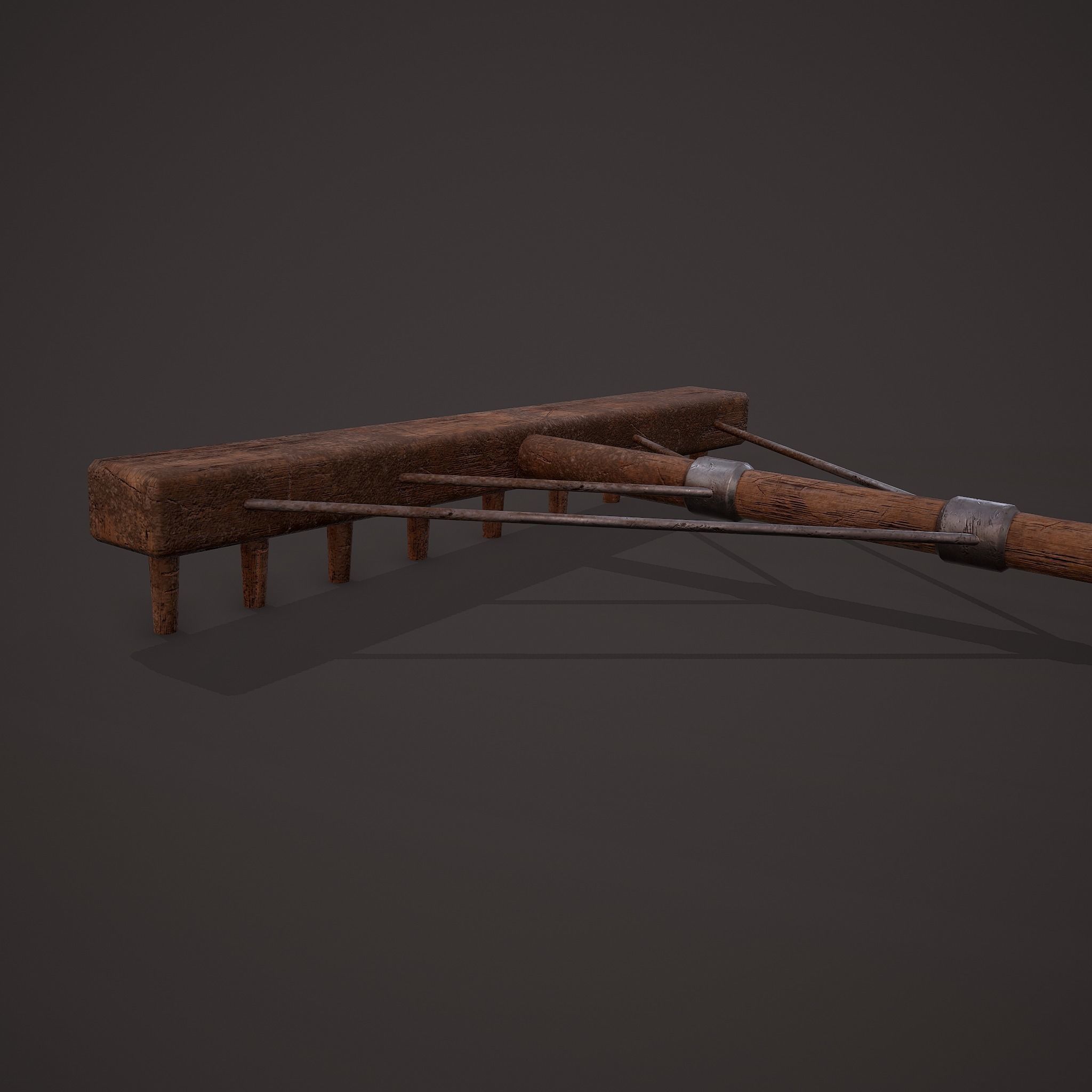 Medieval Style Rake Low-poly 3D model_28
