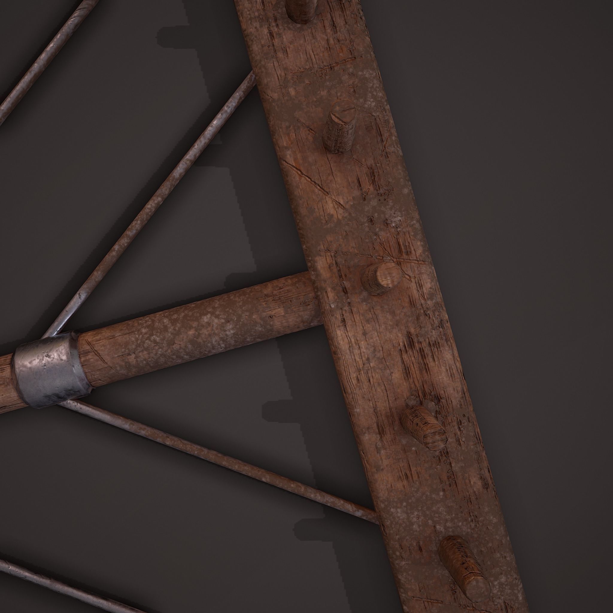 Medieval Style Rake Low-poly 3D model_19