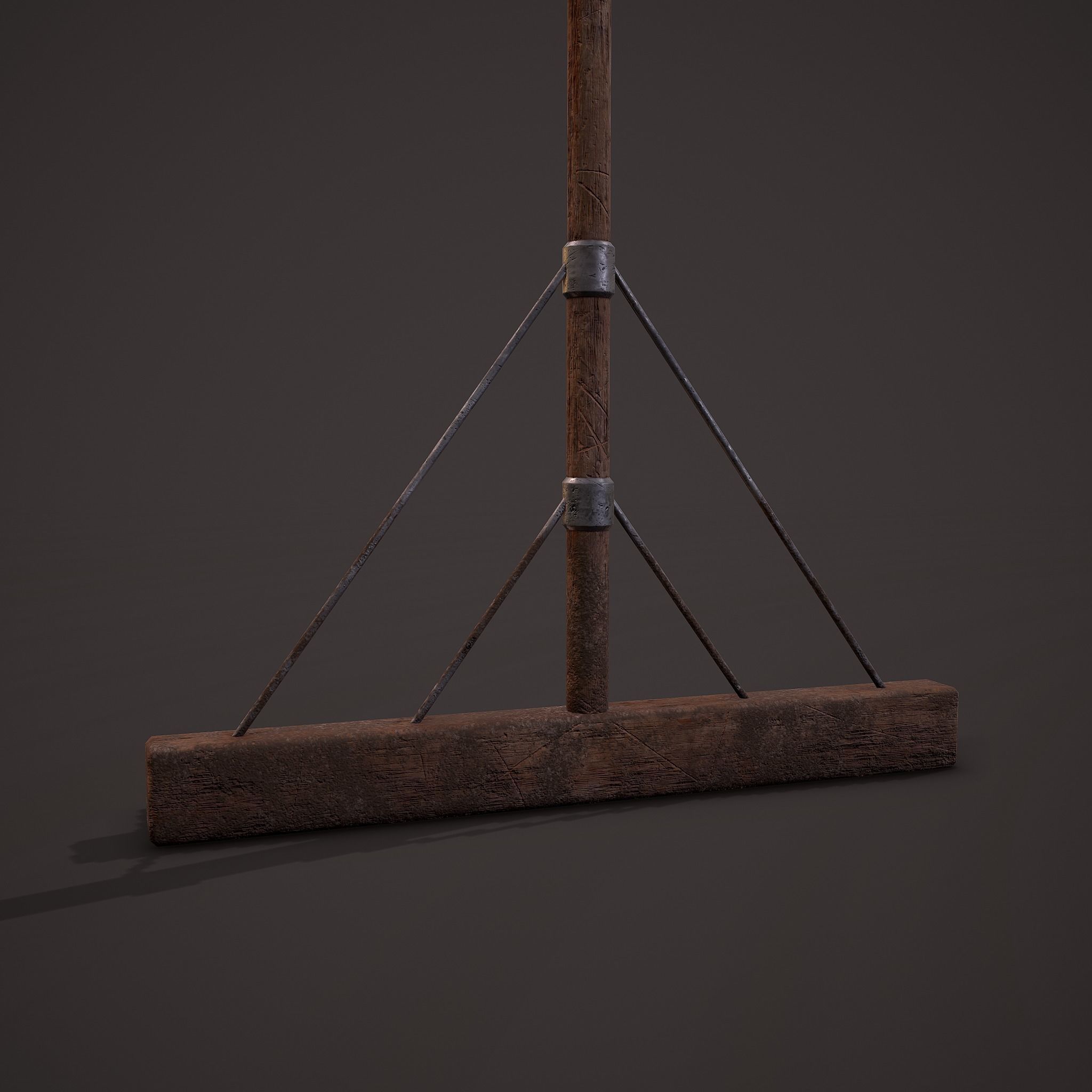 Medieval Style Rake Low-poly 3D model_10