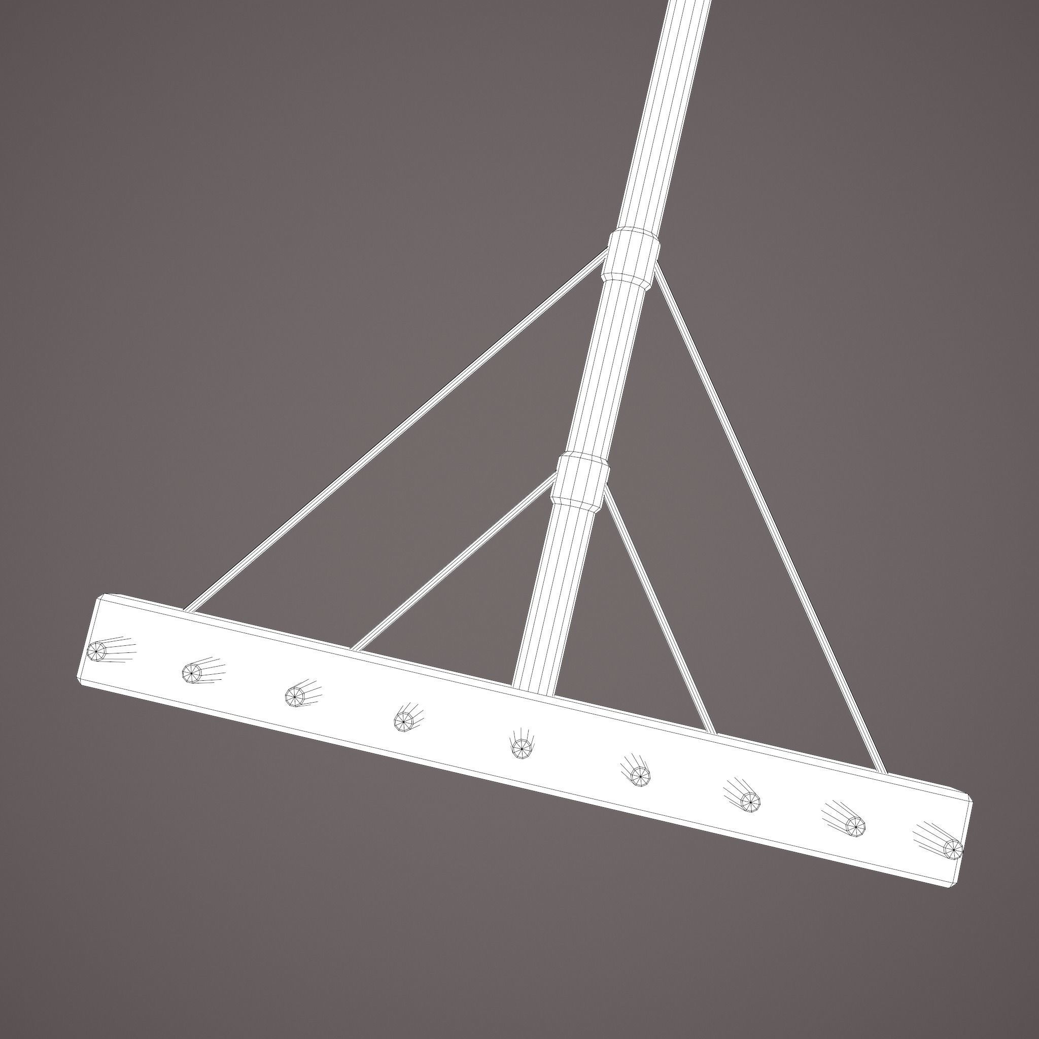 Medieval Style Rake Low-poly 3D model_40