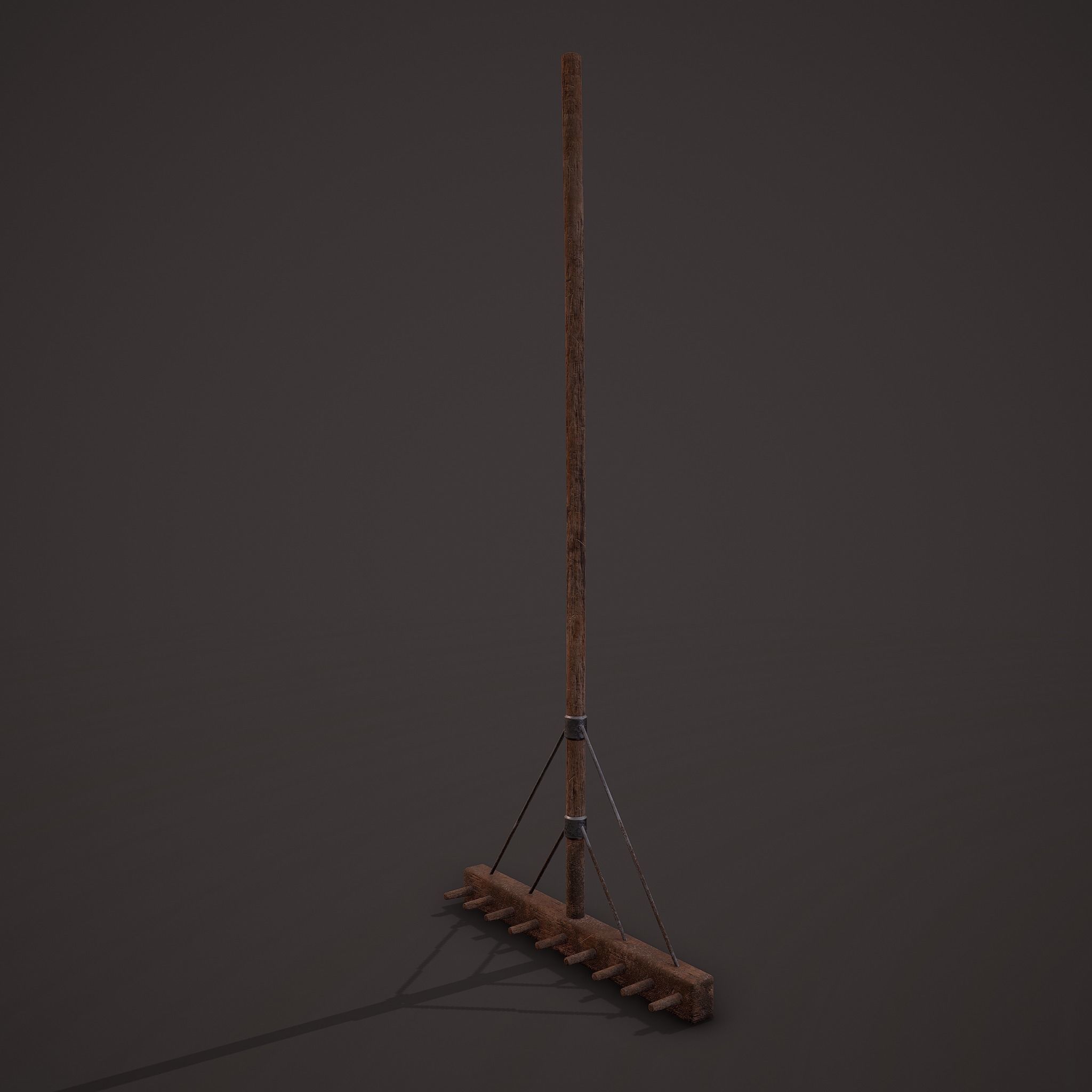 Medieval Style Rake Low-poly 3D model_8