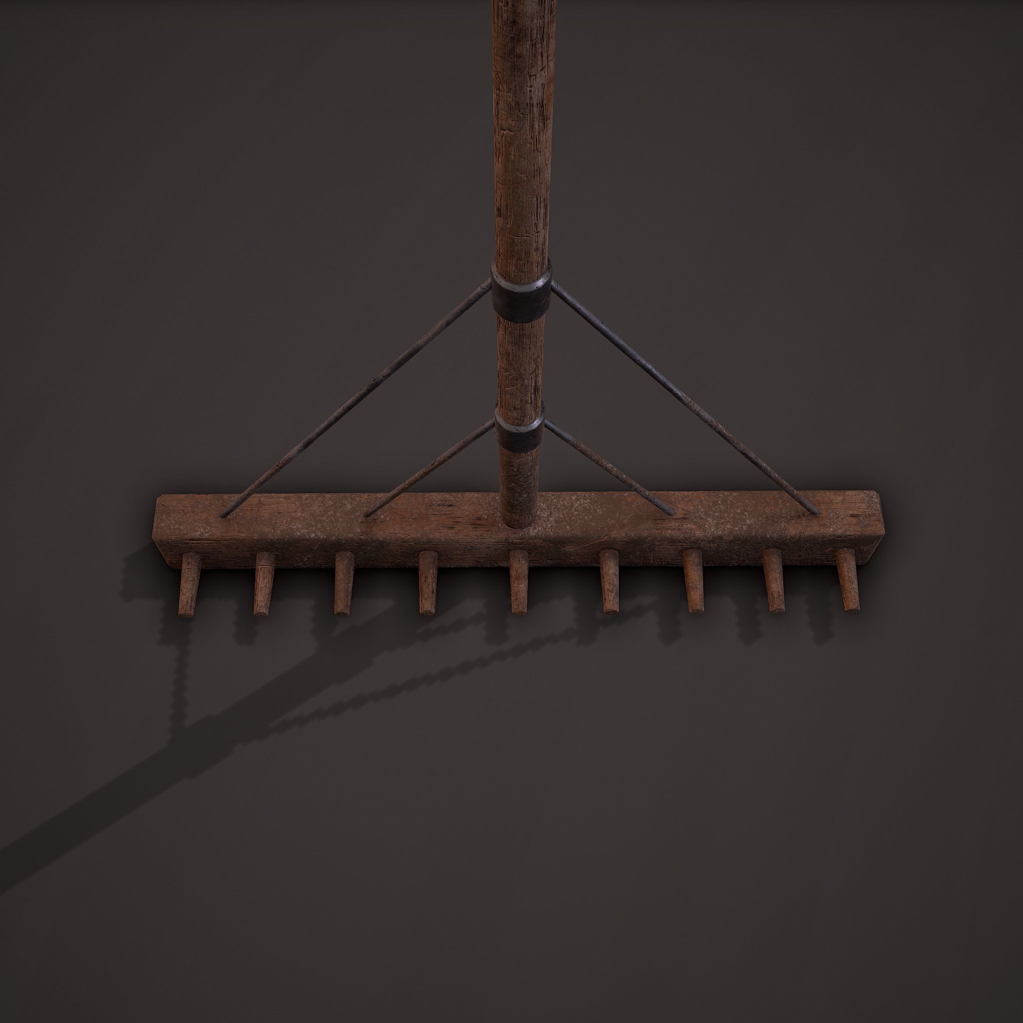 Medieval Style Rake Low-poly 3D model_12