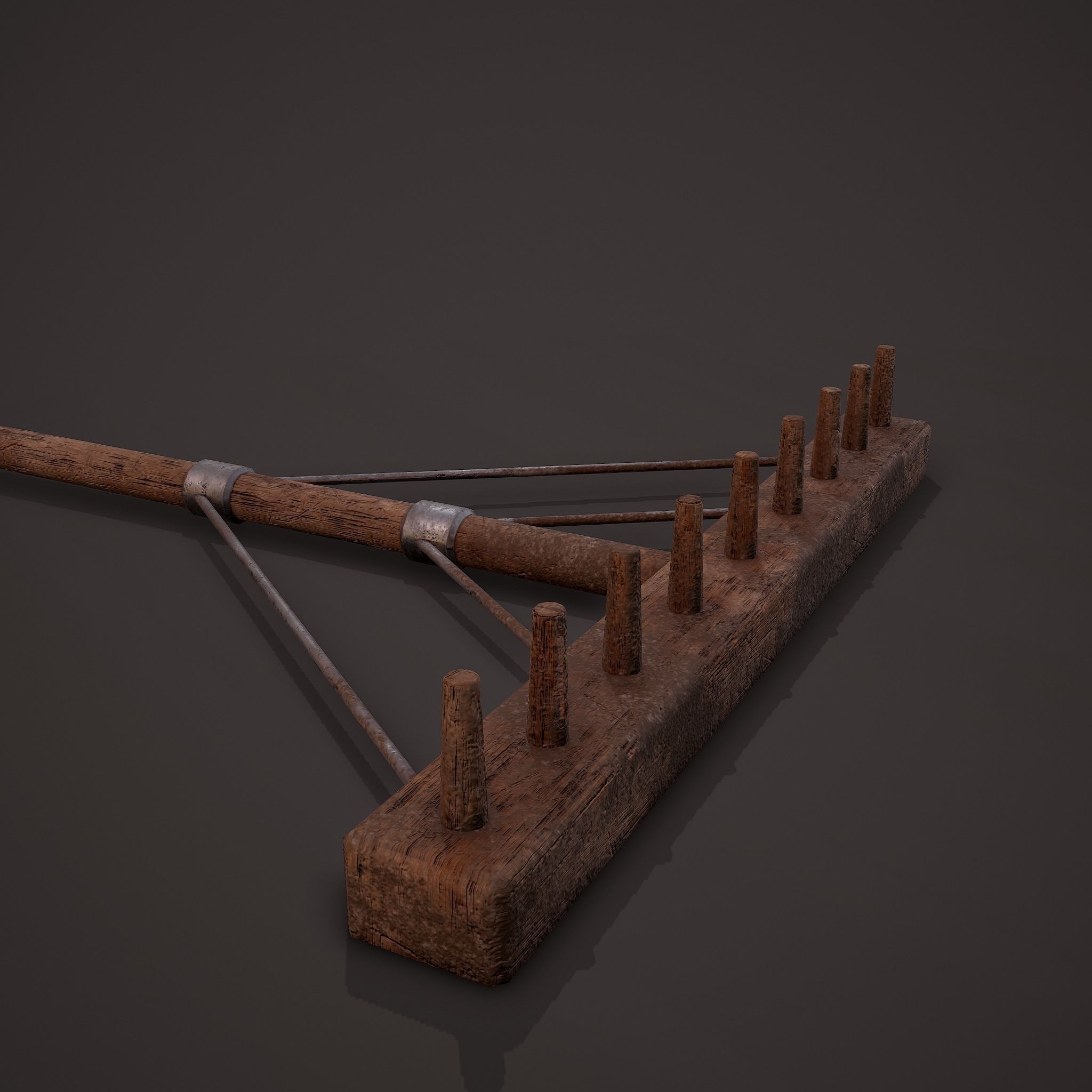 Medieval Style Rake Low-poly 3D model_14