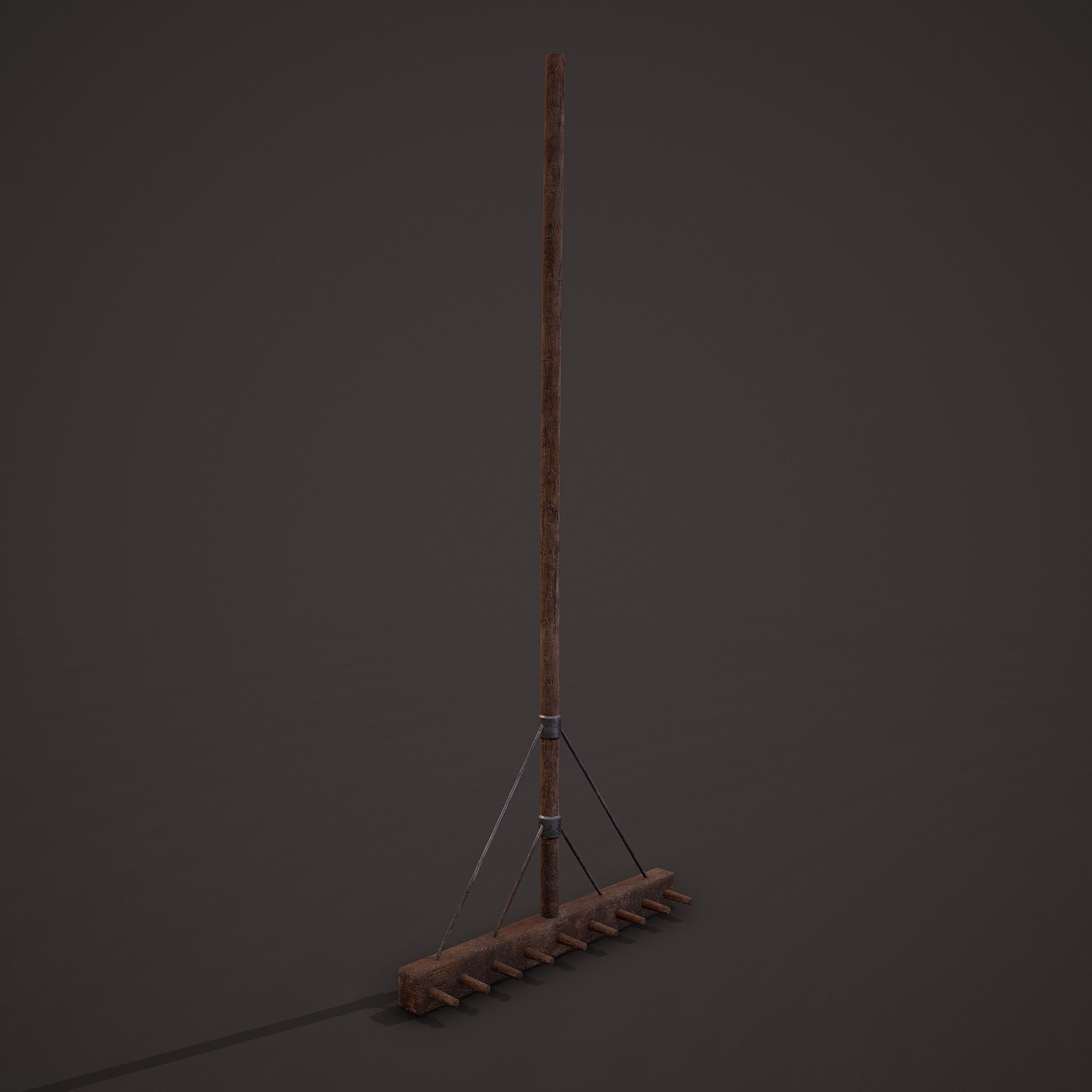 Medieval Style Rake Low-poly 3D model_2