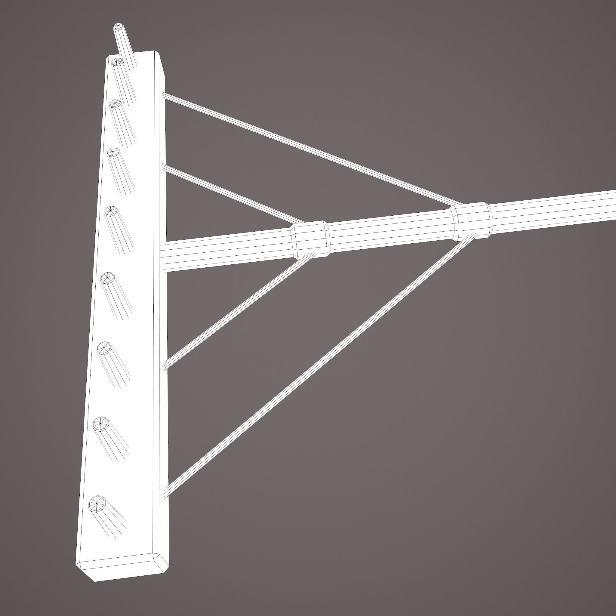 Medieval Style Rake Low-poly 3D model_32