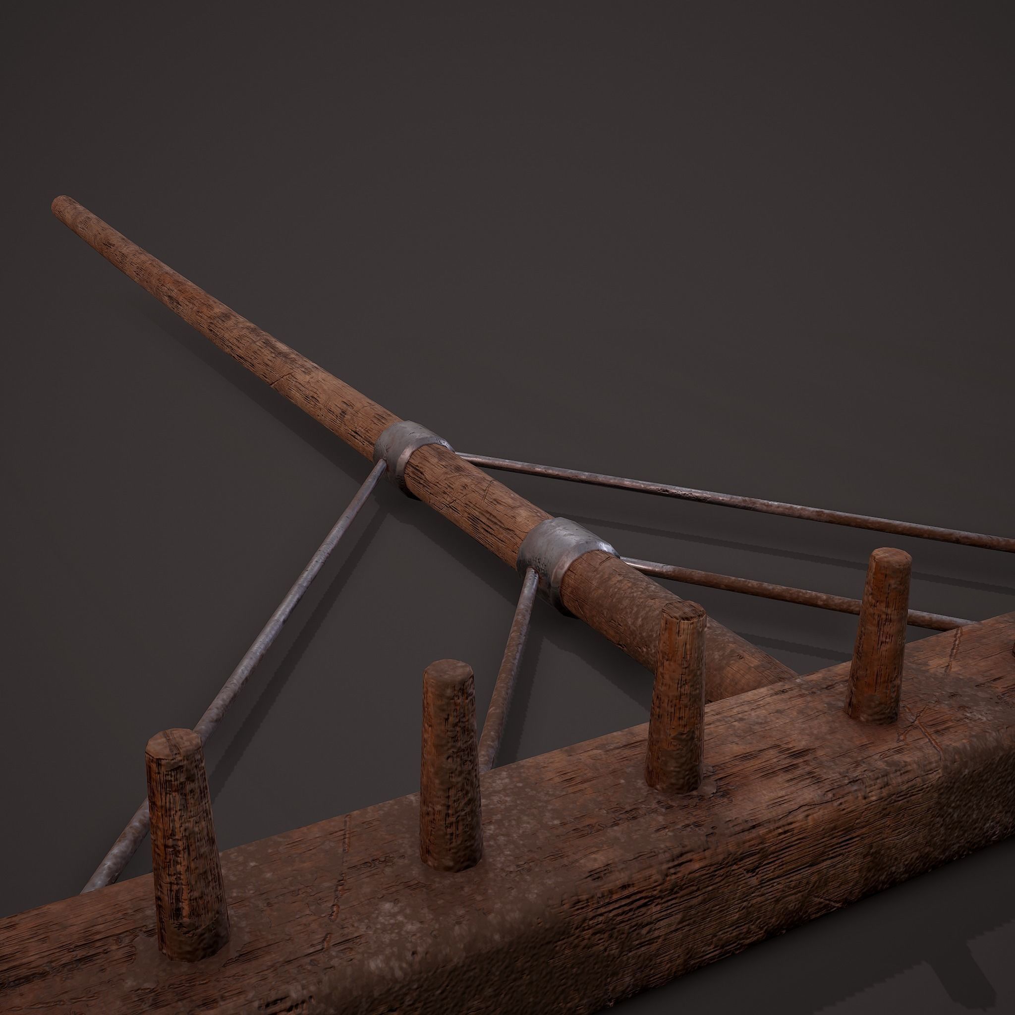 Medieval Style Rake Low-poly 3D model_16