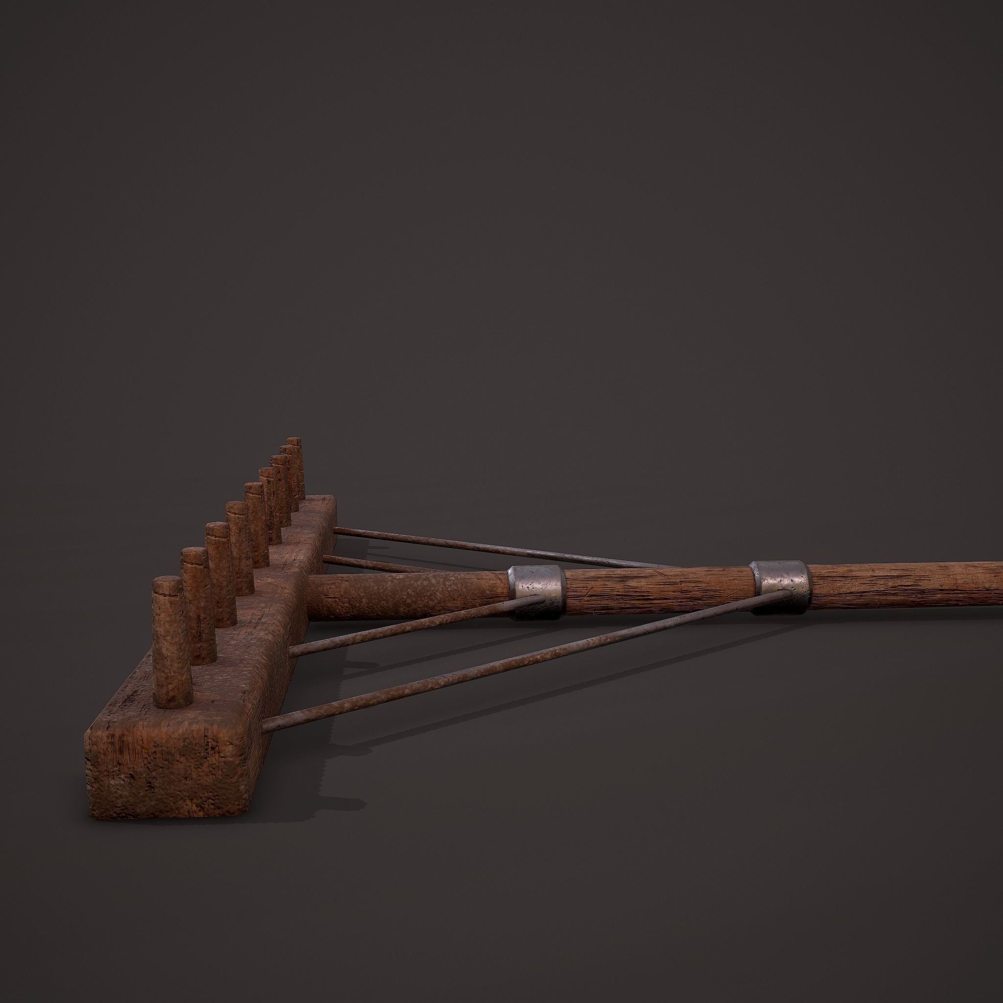Medieval Style Rake Low-poly 3D model_21